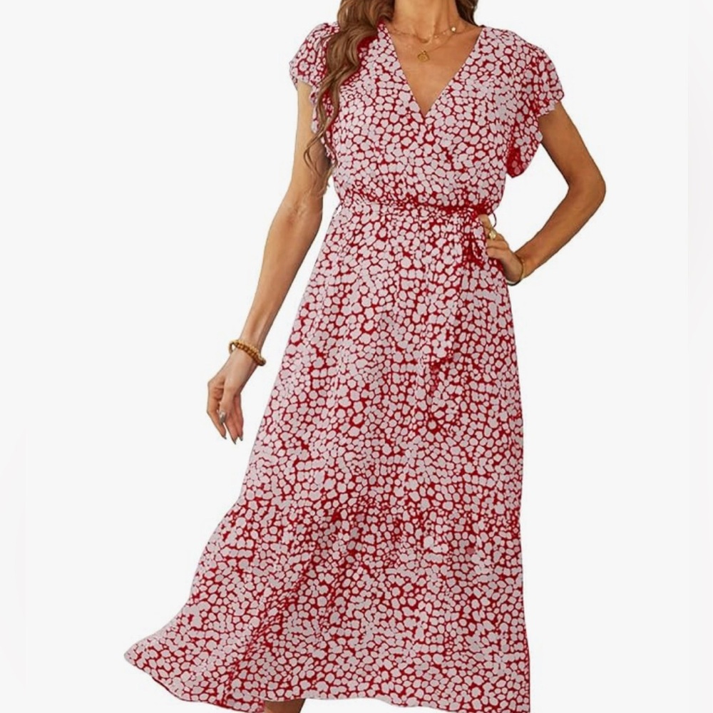 Red Patterned Women's Dress